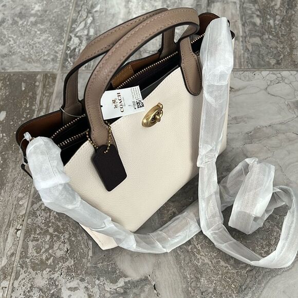 COACH Willow 24 Colorblock Leather Tote, Chalk, NWT - Picture 13 of 16